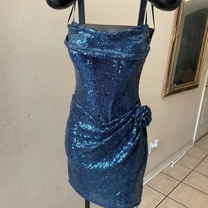 B Darlin Sparkling Navy Mini Dress